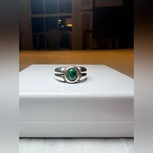 Stylish Silver Ring with Green Stone